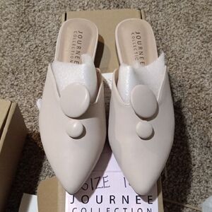 Journee Collection Cream Mules Sleek Design